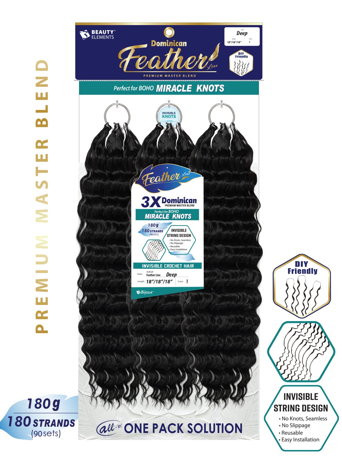 Bijoux Hh Dominican Feather Line Deep 18"