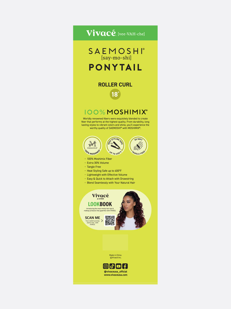 Saemoshi 18" Drawstring Ponytail - Roller Curl — package back