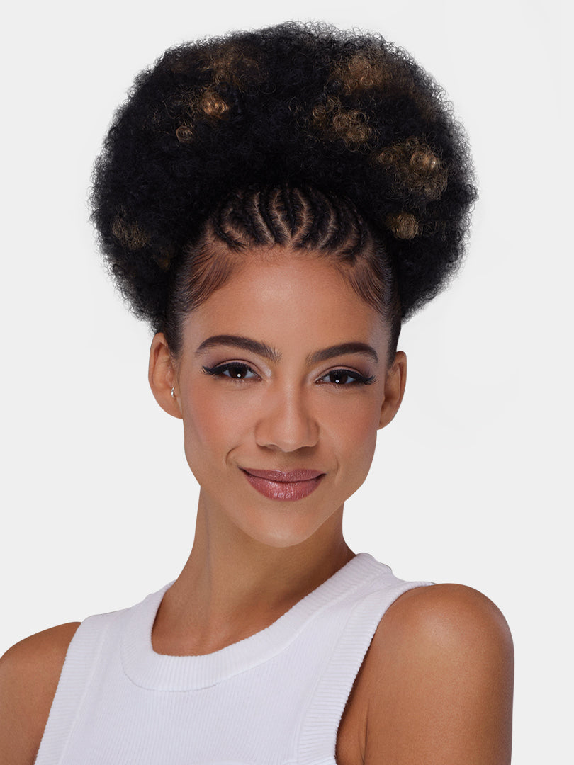 Saemoshi Drawstring Ponytail - Afro Puff (Large) — front view