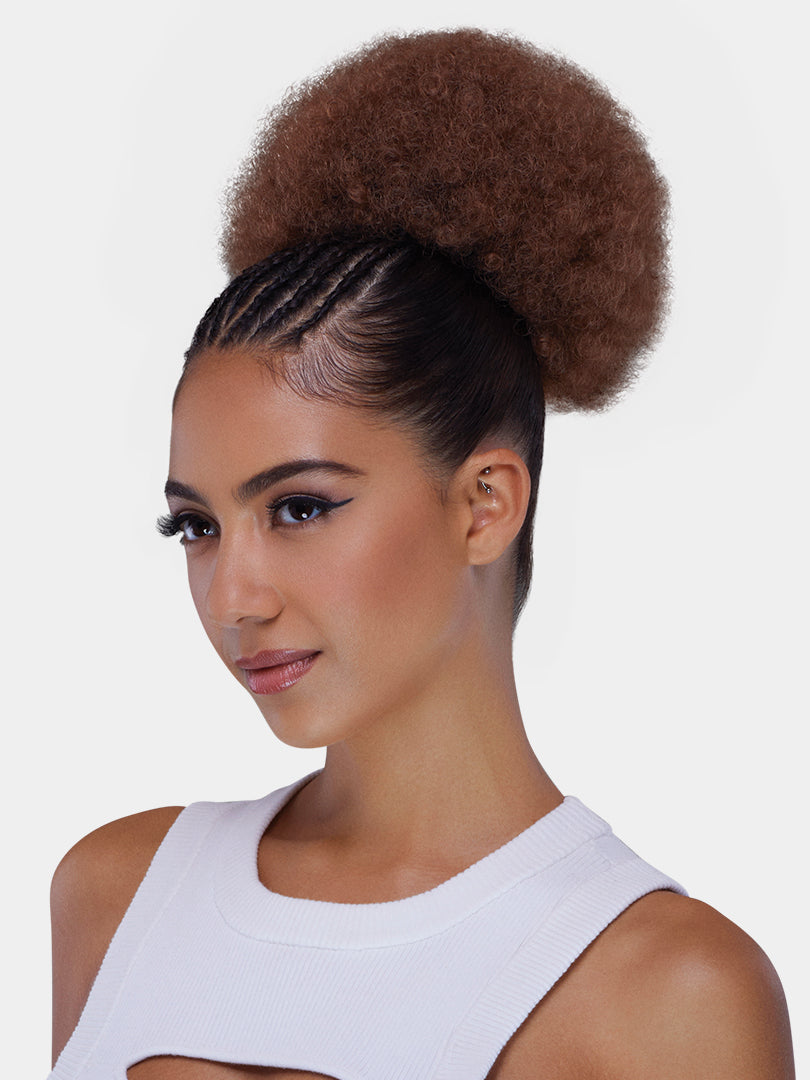 Saemoshi Drawstring Ponytail - Afro Puff (Medium) — front view