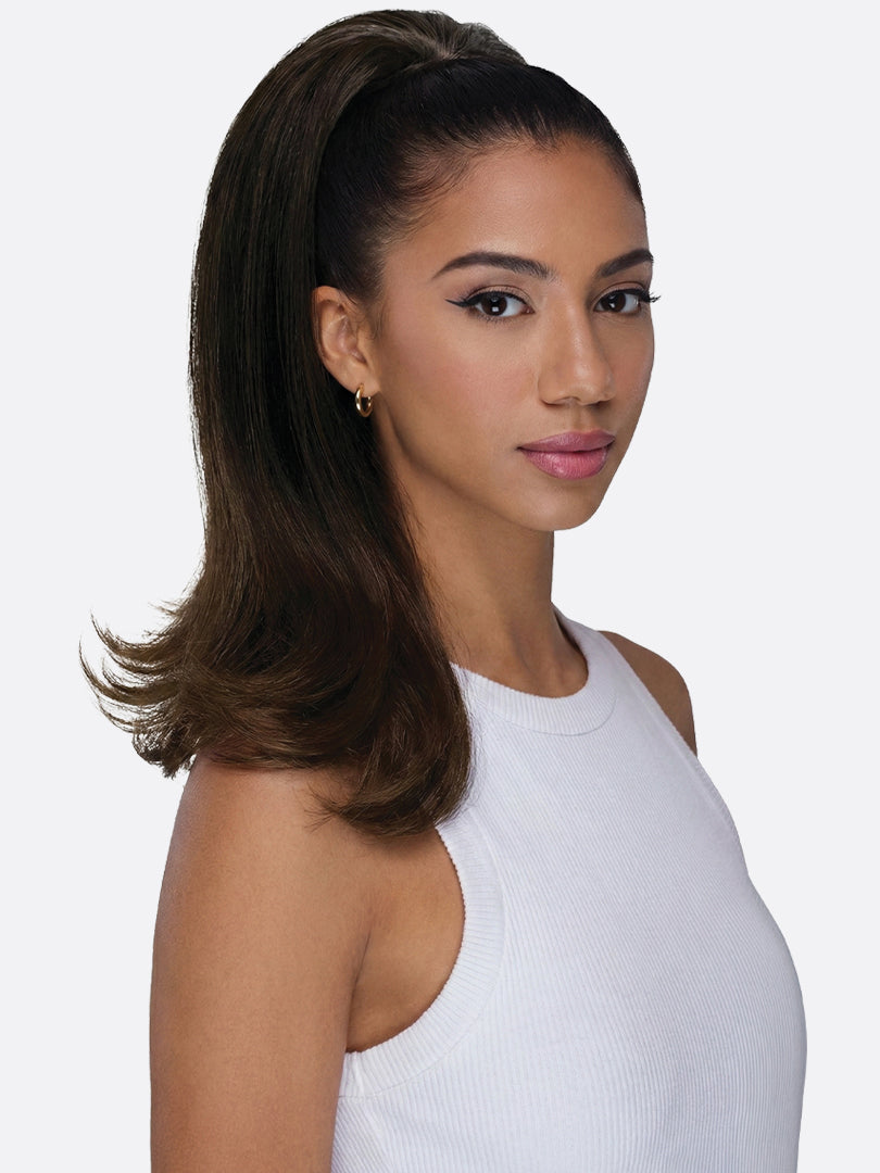 Saemoshi 16" Drawstring Ponytail - Flip Curl — front view