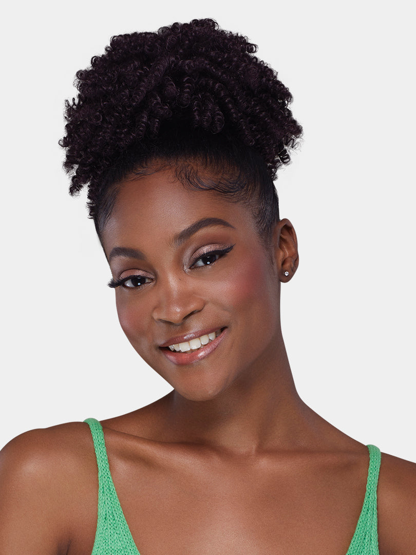 Saemoshi Drawstring Ponytail - Jamaican Puff — front view