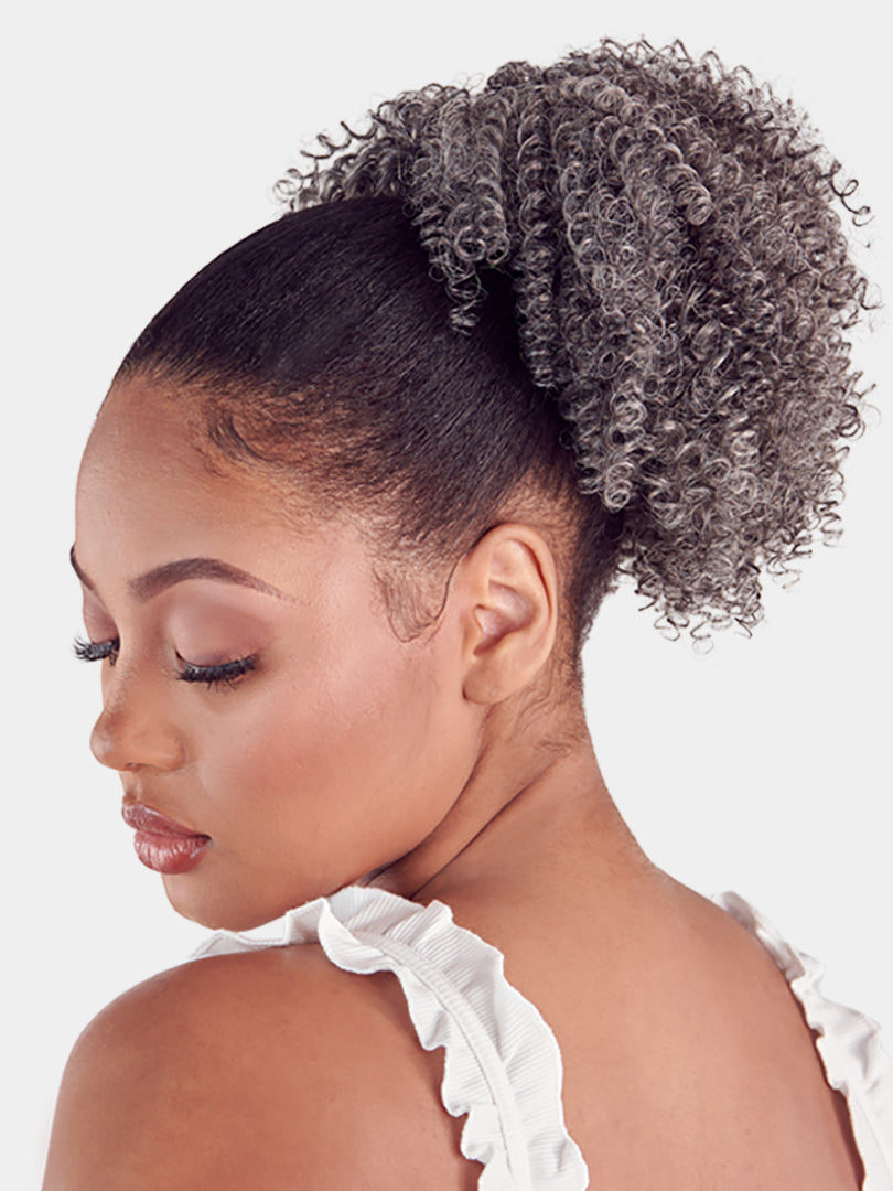 Saemoshi Drawstring Ponytail - Spring Puff — front view