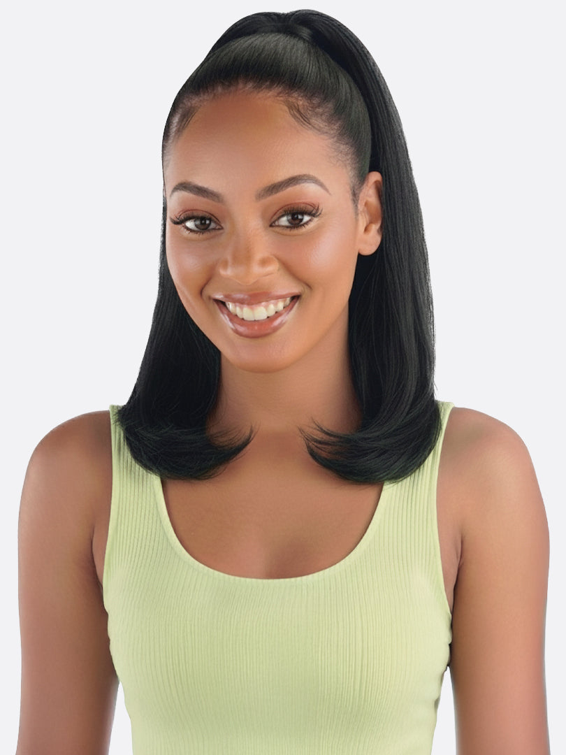 Saemoshi 14" Drawstring Ponytail - Straight — front view