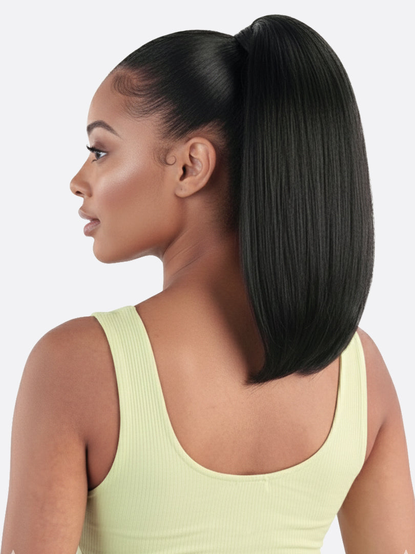Saemoshi 14" Drawstring Ponytail - Straight — back view