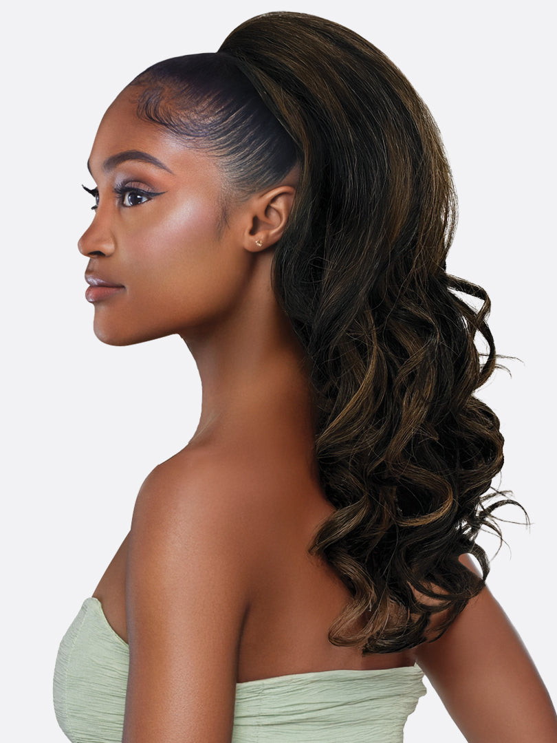 Saemoshi 19" Drawstring Ponytail - Volume Curl — side view