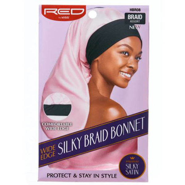 Red Wide Edge Silky Braid Bonnet