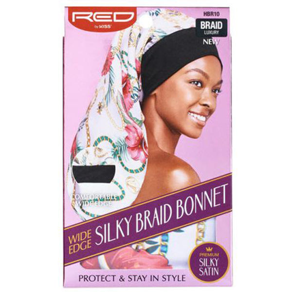 Red Wide Edge Silky Braid Bonnet