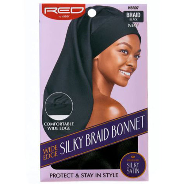 Red Wide Edge Silky Braid Bonnet
