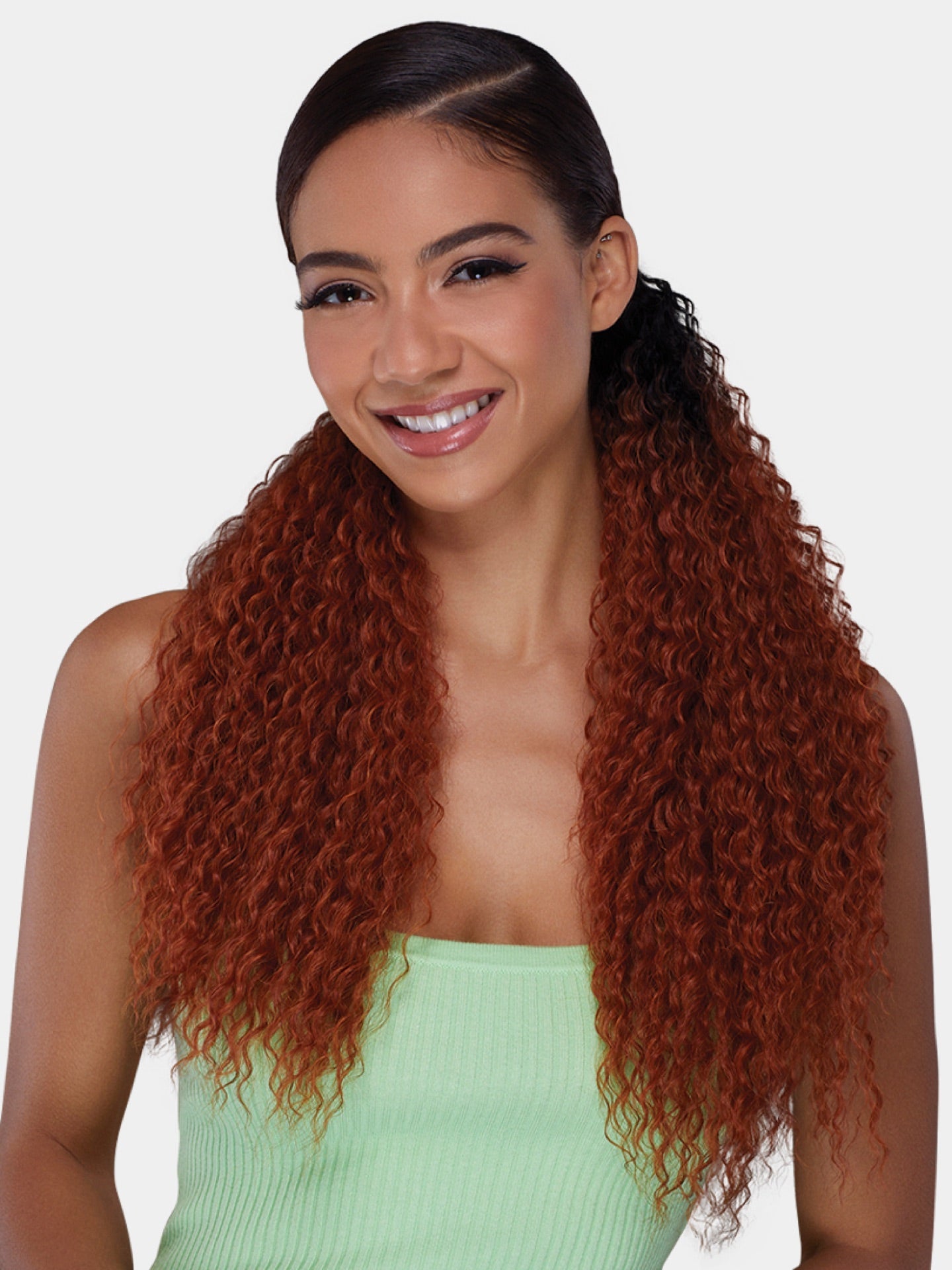 Saemoshi 21" Drawstring Ponytail - Straw Curl — front view